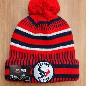 New Era Houston Texans Knit Beanie Pom Hat NFL On Field Est. 2002 OSFA NWT‎